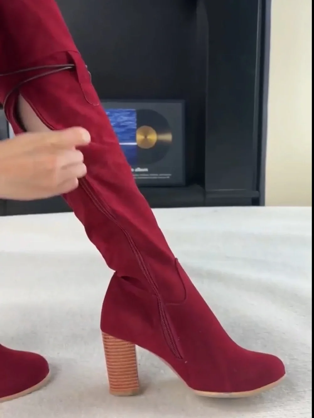 Over-the-Knee Suede Chunky Heel Boots